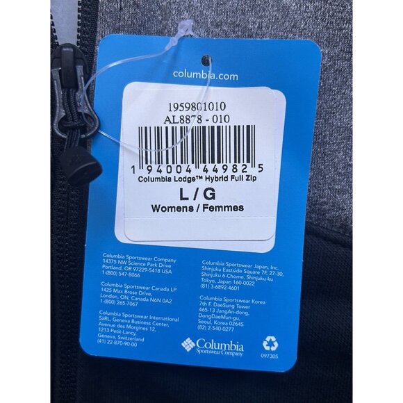 COLUMBIA Women's Columbia Lodge Hybrid Full Zip Color Block Black Grey Large - Picture 10 of 10